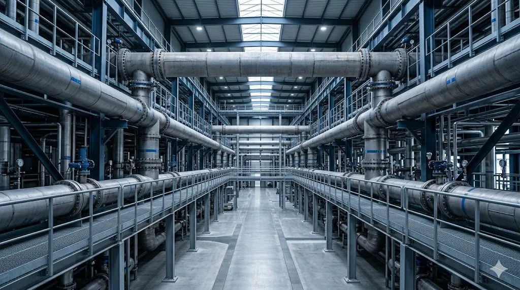 Estructuras y tuberías industriales de acero a gran escala