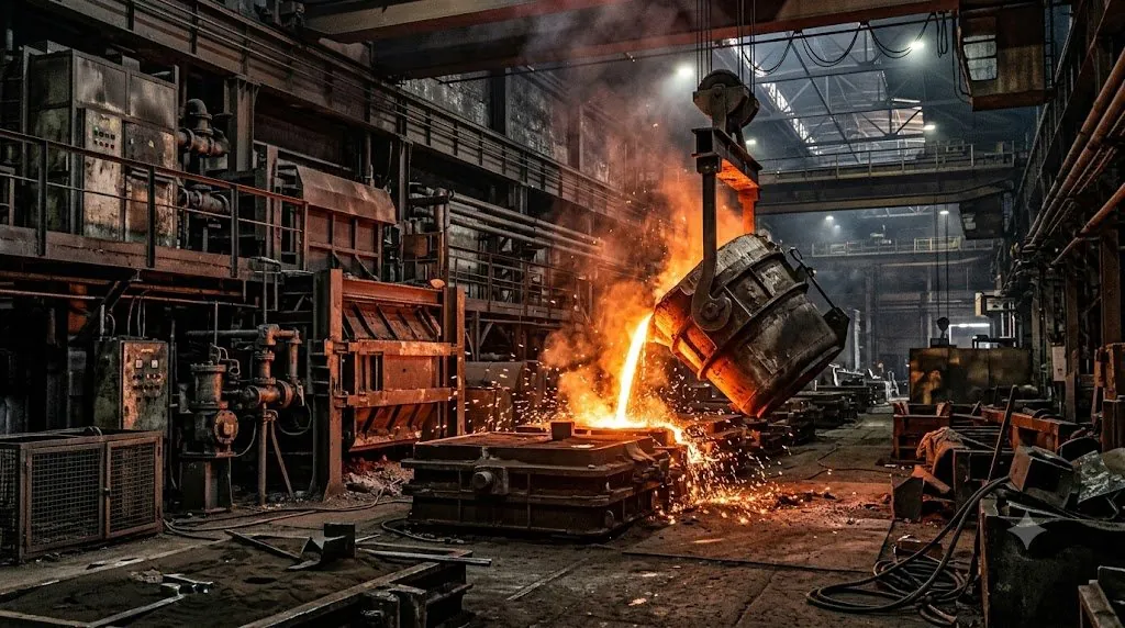 Fundición metalúrgica con metal incandescente