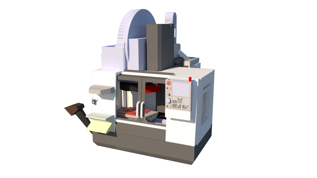 Render 3D propio del centro de mecanizado HAAS