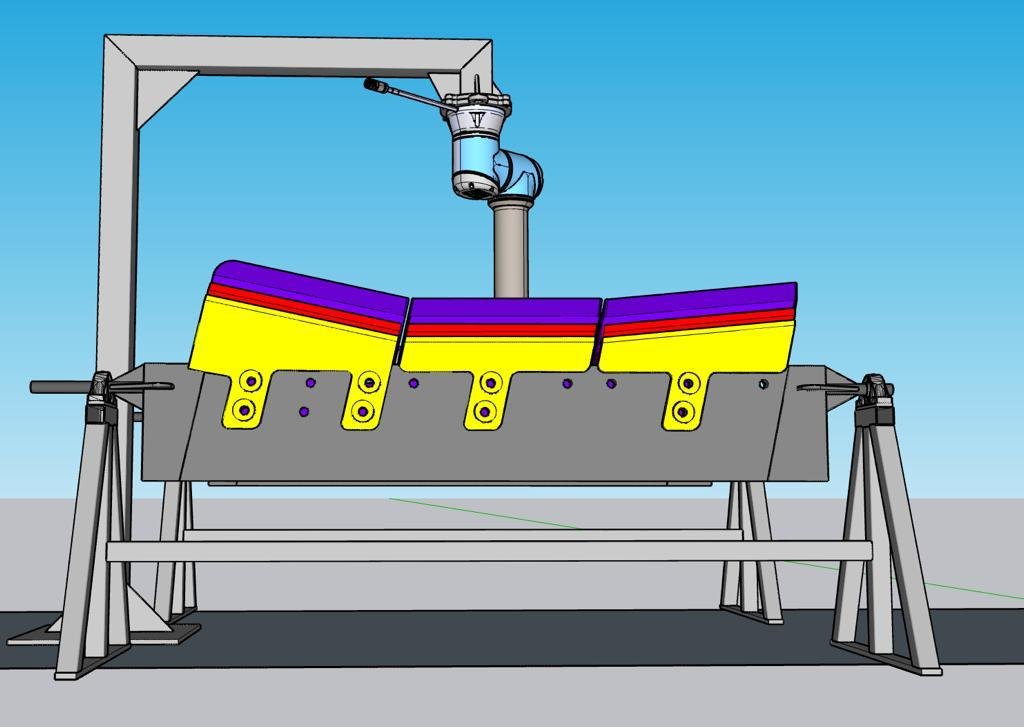 Render de diseño del pórtico de la célula robotizada, antes de fabricarlo